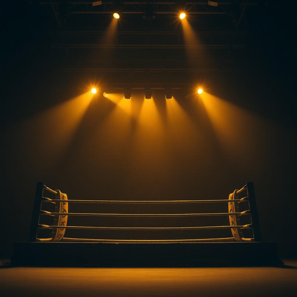 Ring de boxeo bajo los focos